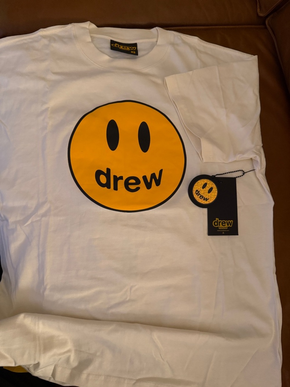 drew house White Tee with Yellow Smiley Logo XS (runs very big) NWT